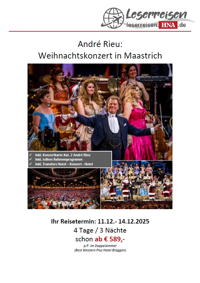 Reiseprospekt André Rieu: Weihnachtskonzert in Maastrich